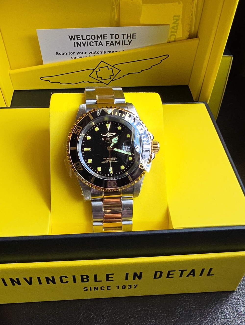 Invicta Pro Diver Coastpath Two-Tone Steel and Gold Watch with Black Dial